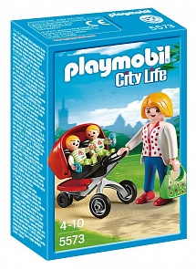 Игровой набор из серии Детский сад: Мама с близнецами в коляске (Playmobil, 5573pm)